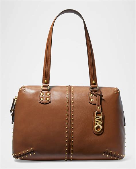 michael michael kors downtown astor large leather shoulder bag|Michael Kors studded handbag.